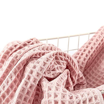 Cotton Material Waffle Bath Towel Soft Absorbent Towel for Bathroom Hotel Household Quick Drying(Light Pink 34 x 74cm) - size: Light Pink 34 x 74cm