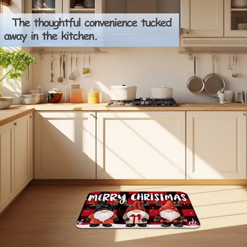 Christmas Gnomes Bathroom Mat, Non-Slip Rubber Backing Thin Low-Profile Bath Rug, Easy-Clean Bathroom Floor Mat for Shower, Bathtub, Kitchen, or Entryway - color: Christmas Gnomes