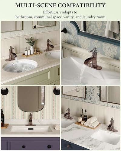 Bathroom Faucet Copper Waterfall Bathroom Sink Faucets Taps | with Single Handle Rustic Vanity Farmhouse RV Faucet Suitable for 1 or 3 Holes with Pop-up Drain Deck Plate Hose Homevacious - color: Copper