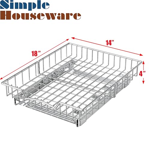 Simple Houseware Under Cabinet Pull Out Sliding Shelf Drawer, 18Dx14W | for Kitchen Organizer - size: 18" D x 14" W