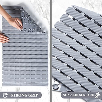Bathtub Mat Non Slip - Sheepping Shower Mat Machine Washable Anti Slip Bath Mat for Tub, Quick Drain Tub Mat with Suction Cups for Bathroom - color: Grey