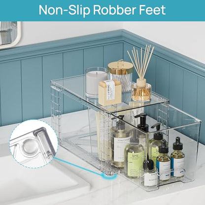 Vtopmart Clear Stackable Storage Drawers, 8 Pack Medium Set | Medium and Small Pull-Out PET Drawers for Consistent Organization, Stackable Storage Solution for Cabinets, Closets, Pantry - style: 6 Medium+2 Small