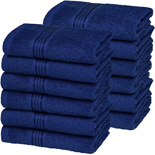 Ultra Soft Cotton Washcloths, Contains 12 Piece Face Cloths 12x12 inch, Ideal for Everyday use Face Towels, Compact & Lightweight Multi Purpose Washcloths - Navy Blue - color: Navy, size: 12 Pack Washcloths