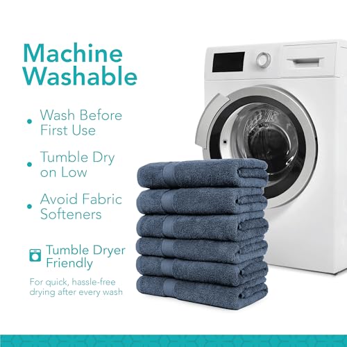 Pleasant Home Bath Towels Set of 6 (24” x 50”) 100% Cotton, Navy | 515 GSM | Lightweight, Soft & Highly Absorbent Luxury Towels for Bathroom | for Gym, Pool & Spa - color: Navy