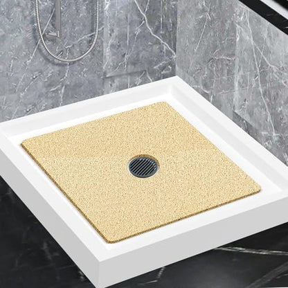 Shower Mat Non Slip,Soft Bath Mat with Drain,Quick Drying PVC Loofah Bathtub Mat for Bathroom,Without Suction Cups,24 x 24 Inch (Beige Yellow) - color: Beige Yellow