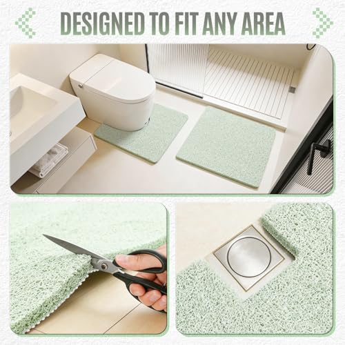 24 * 24in Shower Mat Bathtub Mat Non Slip | Bathmats Non Slip, Quick Drying Foot Scrubber Loofah Mats for Inside Shower, Tub, Bathroom, Home, Mint Green - color: Mint Green, size: 24" x 24" (Square)