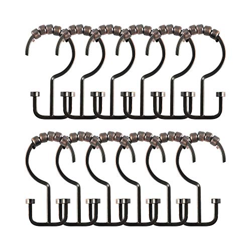 HK1RB Deco Flat Double Roller Shower Curtain Hooks; Oil Rubbed Bronze - color: Oil Rubbed Bronze