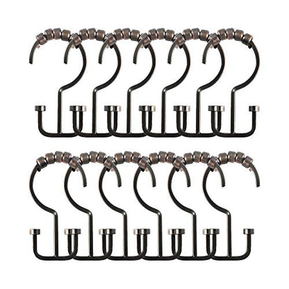 HK1RB Deco Flat Double Roller Shower Curtain Hooks; Oil Rubbed Bronze - color: Oil Rubbed Bronze