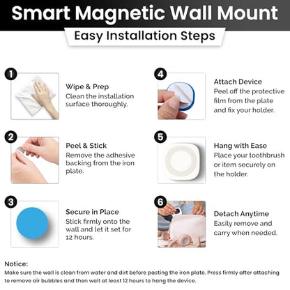 Portable UV Toothbrush Sanitizer Holder & Cleaner with UV Light & Magnetic Mounting - Rechargeable Toothbrush Sanitizer for Travel Cover, Wall Mounted UV Tooth Brush Sanitizer Holder Fits Most Brushes - color: White
