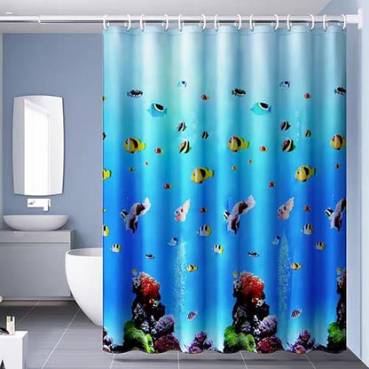 TIKABC Shower Curtain Liner, 4G PEVA Shower Liner, Plastic Waterproof Shower Curtains, 72x72 inch with Grommet Holes 3 Magnetic Weights - color: Underwater World