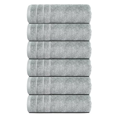 6 Piece Hand Towels Set 16 x 28 Inches, Cool Grey | 100% Cotton, Lighter Weight, Quick to Dry, 16 x 28 Inches, Super Soft & Absorbent, Perfect for Bathroom & Kitchen - color: Silver Grey