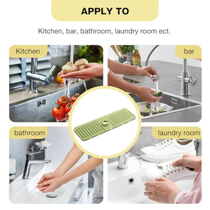 Faucet Mat for Kitchen Sink – Adjustable Silicone Sink Splash Guard with Fast Drying Properties , Perfect for Bathroom, Laundry & Bar, Durable Kitchen Sink Accessories Green