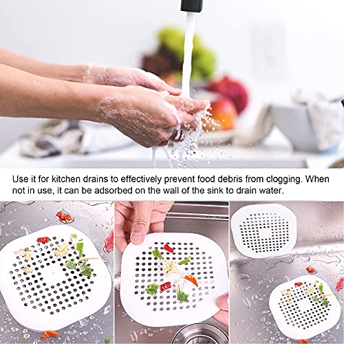 2 Pieces Shower Drain Hair Catcher Bathtub Stopper Home Drain Protectors Drain Cover with Sucker Water Trap Sink Cover for Bathroom Bathtub and Kitchen (White,White) - color: White,white