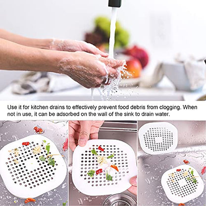 2 Pieces Shower Drain Hair Catcher Bathtub Stopper Home Drain Protectors Drain Cover with Sucker Water Trap Sink Cover for Bathroom Bathtub and Kitchen (White,White) - color: White,white