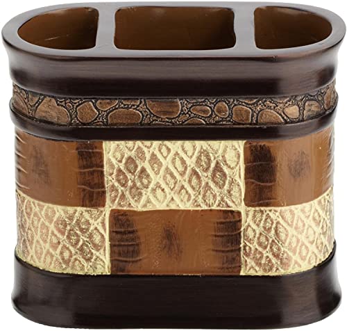 Zahari Home Zambia Stylish Tooth Brush Holder Modern Classic Luxury Decor Animal Print Western Design Toothbrush Holder - color: Brown, size: 4.25" x 3" x 3" Tooth Brush Holder