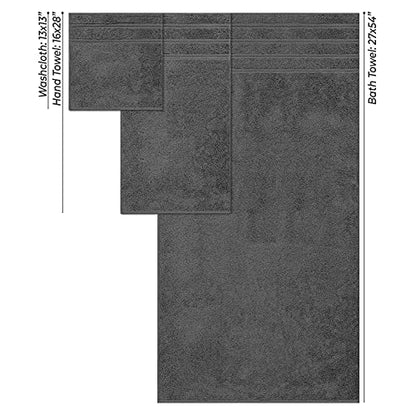 American Soft Linen 100% Carde Cotton 6 Piece Towel Set, 590 GSM Heavy Weight Soft Absorbent Turkish Towels for Bathroom, Smoke Grey - color: Smoke Gray