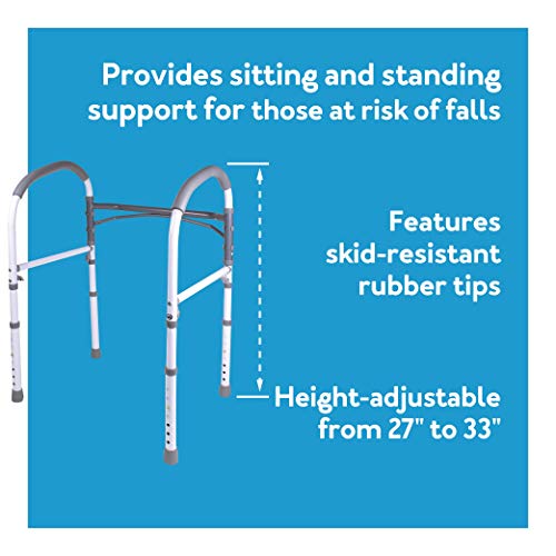 Carex Toilet Safety Rails, Adjustable and Detachable Toilet Safety Frame with Handles for Elderly, Handicap, or Disabled, Heavy-Duty Non-Slip Bathroom Grab Bar, with Padded Handles and Aluminum Frame