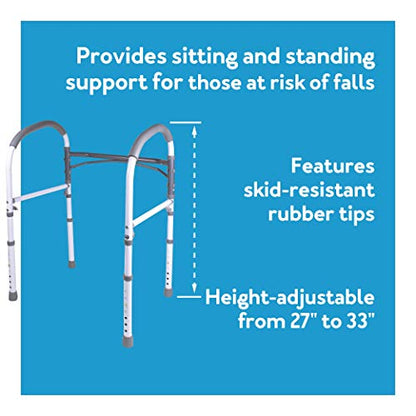 Carex Toilet Safety Rails, Adjustable and Detachable Toilet Safety Frame with Handles for Elderly, Handicap, or Disabled, Heavy-Duty Non-Slip Bathroom Grab Bar, with Padded Handles and Aluminum Frame