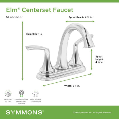 Elm 4 in. Centerset Two-Handle Bathroom Faucet with Push Pop Drain (1.0 GPM) - color: Polished Chrome