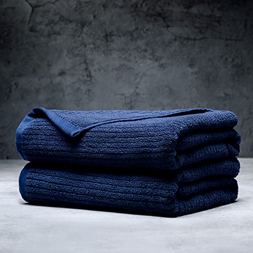 Luxury Performance 2-Piece Bath Towel Set | Dual-Loop Design | Ultra Soft | Highly Absorbent | Quick Drying | Harbor (Navy) - color: Harbor, size: 2 Bath Towels