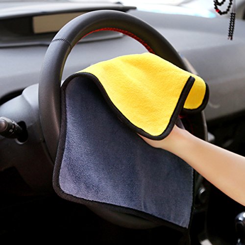 SOFTBATFY Ultrasoft, Large, Thick and Quick Drying Car Microfiber Cleaning Towel 800GSM Polishing Waxing Auto Detailing Towel Cloth (6pack,16 x 16inches) (Grey-Yellow) - color: 6pack,16 X 16inches Grey-yellow