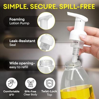 Foaming Soap Dispenser Pump Bottles, BPA Free Empty Refillable Plastic Container for Liquid Soap - Kitchen, Bathroom, Commercial - 8oz (250ml) Pack of 3, Clear