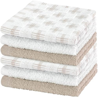 100% Cotton Washcloths 12x12 in, Sand (6 Pack) - color: Sand