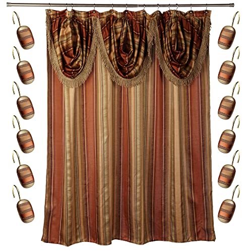 Zahari Home 13pc Contempo Bathroom Shower Curtain Sets Luxury Classic Shower Curtain & 12 Shower Curtain Hooks Contemporary Fabric Shower Curtain Unique Design Stylish Striped Shower Curtain Set - color: Contempo, style: Shower Curtain and 12 Shower Hooks
