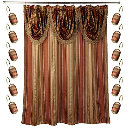 Zahari Home 13pc Contempo Bathroom Shower Curtain Sets Luxury Classic Shower Curtain & 12 Shower Curtain Hooks Contemporary Fabric Shower Curtain Unique Design Stylish Striped Shower Curtain Set - color: Contempo, style: Shower Curtain and 12 Shower Hooks