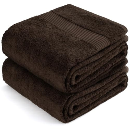 Cotton Paradise 100% Cotton Turkish Towel Set, Soft Absorbent Quick Dry, 2 Piece 35x70 Bath Sheet Set, Chocolate Brown - color: Chocolate Brown, size: 35"x70"