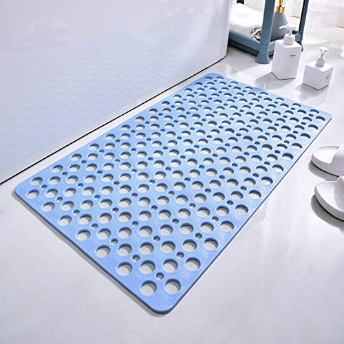 Casa and Beyond Shower Mat, Bathtub Mat Non Slip with Suction Cups and Drain Holes, Easy to Clean Soft Machine Washable, Shower Mats for Inside Shower Easy Dry&Cut (Blue,28" x 15"(Rectangular)) - color: Blue, size: 28" x 15" (Rectangular)