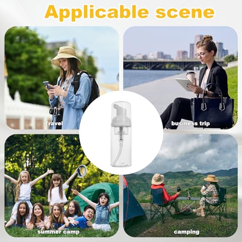 2oz Travel-Sized Foaming Pump Bottles, 4PCS Empty Foam Pump Bottle, Refillable Travel Size Mousse Bottle, Hand Soap Shampoo Lash Shampoo Foaming Soap Dispenser, BPA Free(Clear) - color: A-clear