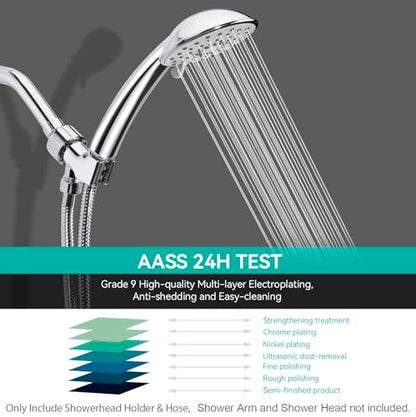MAYYAYA Brass Ball Handheld Shower Head Holder, 59IN ShowerHead Hose,Silver | Premium ABS Bracket, 360 Degree Rotatable Brass Ball, Arm Mount&Hose Connector, Chrome 1.5m stainless steel shower hose - color: Silver