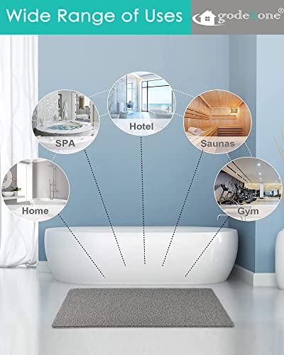 godehone Shower Mats Non Slip Without Suction Cups, PVC Loofah Bathroom Mats, Loofah Mats for Shower and Bathroom, Quick Drying, 15.7× 36 Inch, Grey - color: Grey, size: 36" x 15.7" (Rectangular)