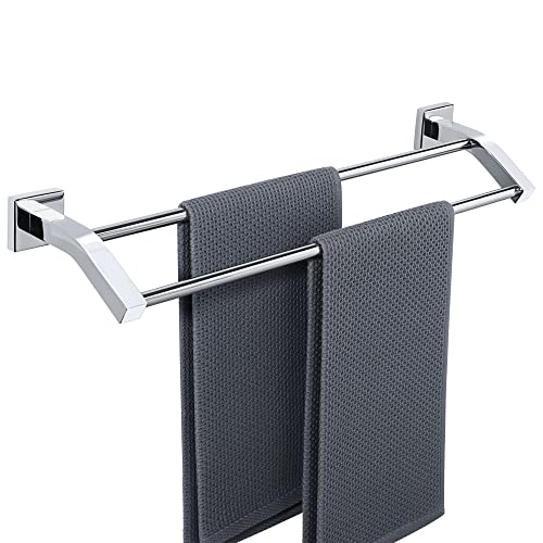 Alise Double Towel Bar, 20" Towel Racks for Bathroom Wall Mounted, Chrome | SUS304 Stainless Steel Bathroom Towel Holder, Quick Drying Towel Hanger Towel Rod - color: Polished Chrome, size: 20-Inch (2-Bars)