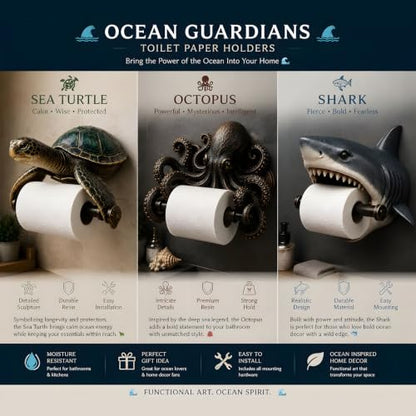 Ocean Guardians Toilet Paper Holder Series, Funny Toilet Paper Holder, Toilet Paper Roll Holder Wall Mounted, Toilet Paper Roll Holder with Phone Shelf Tissue Holder for Bathroom Washroom, Sea Turtle - color: Sea Turtle