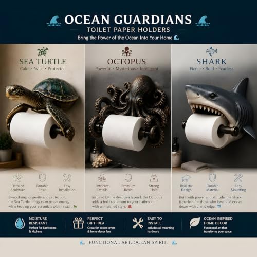Ocean Guardians Toilet Paper Holder Series, Funny Toilet Paper Holder, Toilet Paper Roll Holder Wall Mounted, Toilet Paper Roll Holder with Phone Shelf Tissue Holder for Bathroom Washroom, Octopus - color: Octopus