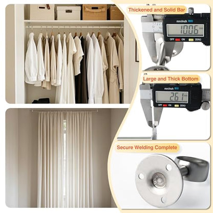 Alise Curtain Rod Holder Bracket 1''Dia,Closet Rod Holders Wall Mount,4 Pcs | Ceiling Mounted Curtain Rod Flange Brackets,Ceiling Curtain Rods Brackets,for Bathroom Curtain,Stainless Steel,Brushed - color: Brushed Nickel, size: 25mm/1-Inch Dia.