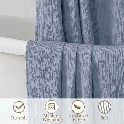 Aiyufeng 3D Textured Sky Blue Shower Curtain for Bathroom, Fabric Shower Curtain Soft Cloth & Hotel Spa Quality, Luxury Boho Bathroom Curtains, Machine Washable, Sky Blue, 72x72 Inches - color: Sky Blue, size: 72"W x 72"L (Pack of 1)