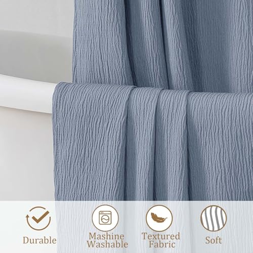 Aiyufeng Fabric Sky Blue Long Shower Curtain for Bathroom, 3D Textured Pattern Shower Curtain Hotel Spa Quality, Boho Bathroom Curtain Modern Style Soft Cloth Luxury, Machine Washable,72x84 Inches - color: Sky Blue, size: 72"W x 84"L (Pack of 1)