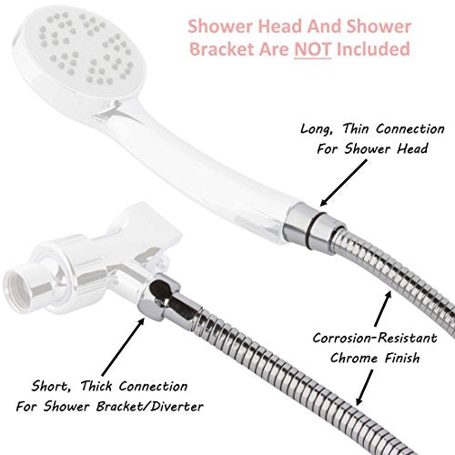 72 Inch Flexible Shower Hose - Polished Chrome | Extra Long, Stainless Steel, Anti-Kink, Universal Replacement Tube For Handheld Showerheads, Showers & Baths, Easy Install - color: Polished Chrome