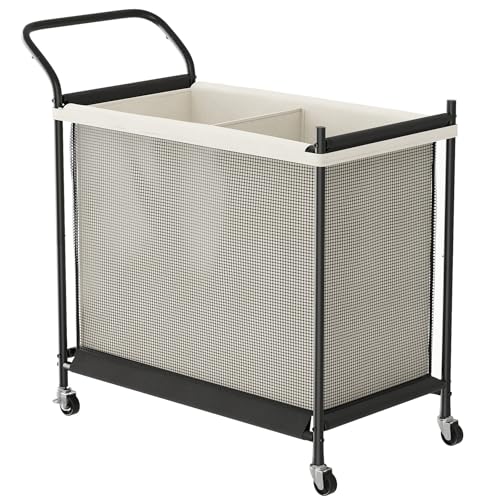Laundry Hamper with Wheels - 2 Section Laundry Basket 140L, Removable Washable Bags, Height-Fitted Rolling Laundry Cart for Laundry Room & Bedroom - size: 140L(2-Section)