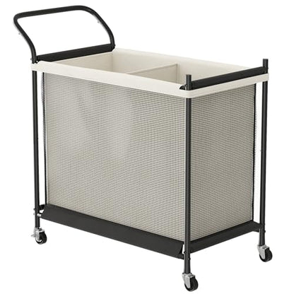 Laundry Hamper with Wheels - 2 Section Laundry Basket 140L, Removable Washable Bags, Height-Fitted Rolling Laundry Cart for Laundry Room & Bedroom - size: 140L(2-Section)