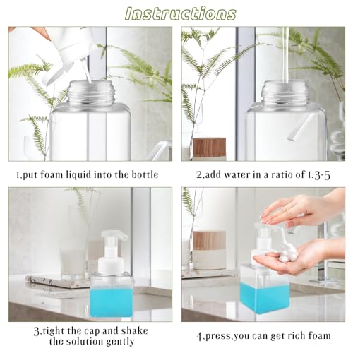 3 Pack Foaming Soap Dispenser Empty Plastic Foam Pump Bottle Refillable Foam Soap Bottle Dispenser for Shampoo Liquid Soap Face Wash (Clear, 250ml/8.3oz) - color: Clear, size: 250 ml