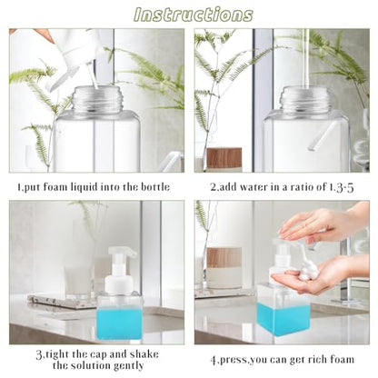 3 Pack Foaming Soap Dispenser Empty Plastic Foam Pump Bottle Refillable Foam Soap Bottle Dispenser for Shampoo Liquid Soap Face Wash (Clear, 250ml/8.3oz) - color: Clear, size: 250 ml