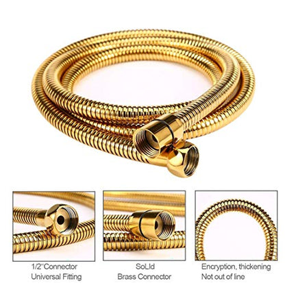 gotonovo Shower Hose 59 Inches for Bathroom Extra Long SUS304 Stainless Steel Handheld Shower Head Hose with Brass Insert and Nut Flexible Polished Gold - color: Polished Gold