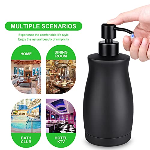 Stainless Steel Countertop Matte Black Soap Dispenser Liquid Bottle for Kitchen & Bathroom Hand Dish Lotion (Matte Black, 390ml/13oz) - color: Matte Black, size: 390ml