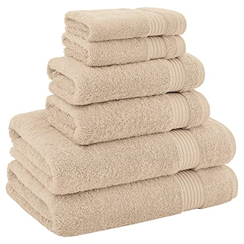 American Veteran 6 Piece Luxury Towel Set, 100% Cotton Turkish Towels - 2 Bath, 2 Hand, 2 Washcloths, Beige - color: Beige, size: XL 6PC