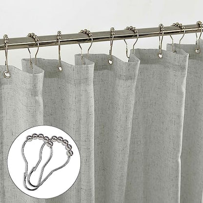 KOUFALL Grey Shower Curtain,Linen Fabric Boho Hotel Style Collection Shower Curtains for Bathroom,Set with Hooks,Light Gray,72 Inch - color: Grey, size: 72"W x 72"L (Pack of 1)