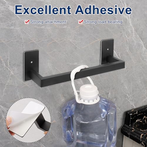 NearMoon Self Adhesive Bathroom Towel Bar, Stainless Steel Square Bath Wall Shelf Rack Hanging Towel Stick On Sticky Hanger Contemporary Style, Towel Rack Wall Mounted (12 Inch, Matte Black) - color: Matte Black, size: 12 Inch